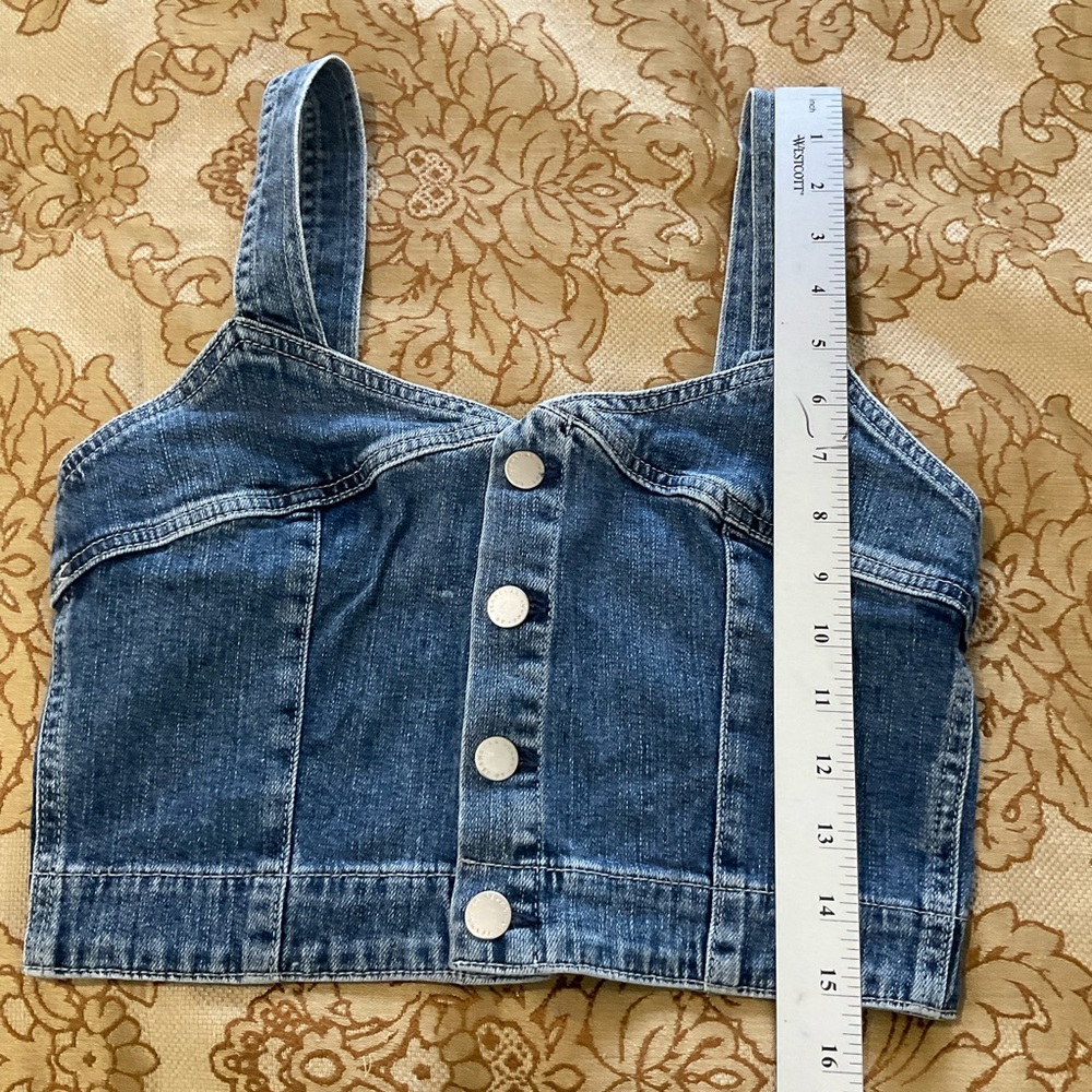 AG Adriano Goldschmied denim cropped front button tank, Sz M - Picture 13 of 16